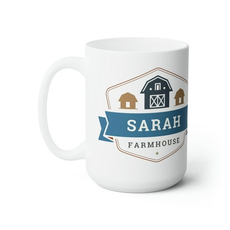 

Esthetic Clear | Maria Individually Personalized Farmhouse Coffee Mug | White Ceramic 15oz Coffee Cup