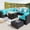 Black Rattan Aegean Blue Cushion, variant on Walsunny 8 Pieces Patio Wicker Rattan Fire Pit Furniture Conversation Sets with Outdoor Sectional Sofa,45" Gas Propane Fire Pit Table,Glass Coffee Table,Black Rattan Blue Cushion