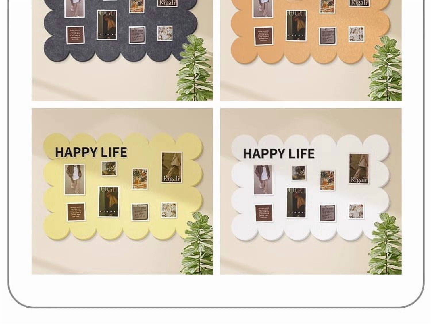 Bulletin Board, Decorative Felt Pin Board, Felt Foldable Board for Wall, Photo Board for Home Office, Black , 35" x 24"