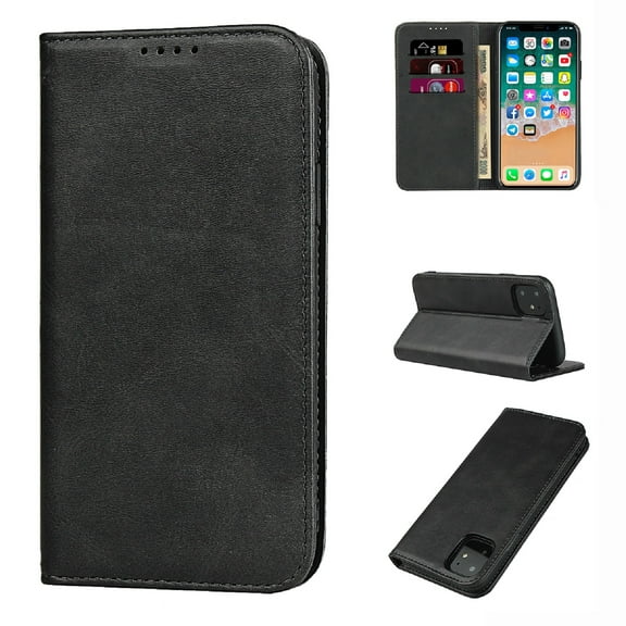 Nalacover Wallet Case for iPhone 14 Pro, High-Quality PU Leather Credit Card Slots Cash Holder Soft Silicone Shockproof Cover with Strong Magnetic Closure Kickstand Flip Folio Case,Black
