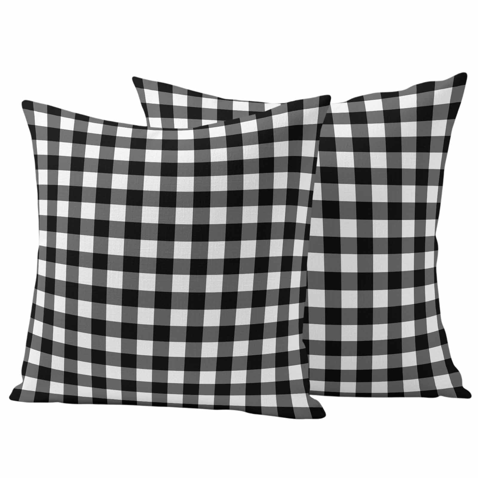 Black White Plaid Outdoor Pillow Covers 24x24 Inch Throw Pillow Covers Set of 2 Waterproof Decorative Pillow Cases Modern Simple Buffalo Check Gingham Cushion Covers for Patio Furniture Garden Couch