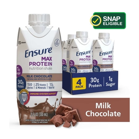 Ensure Max Protein Nutrition Shake, Milk Chocolate, 11 fl oz, 4 Count