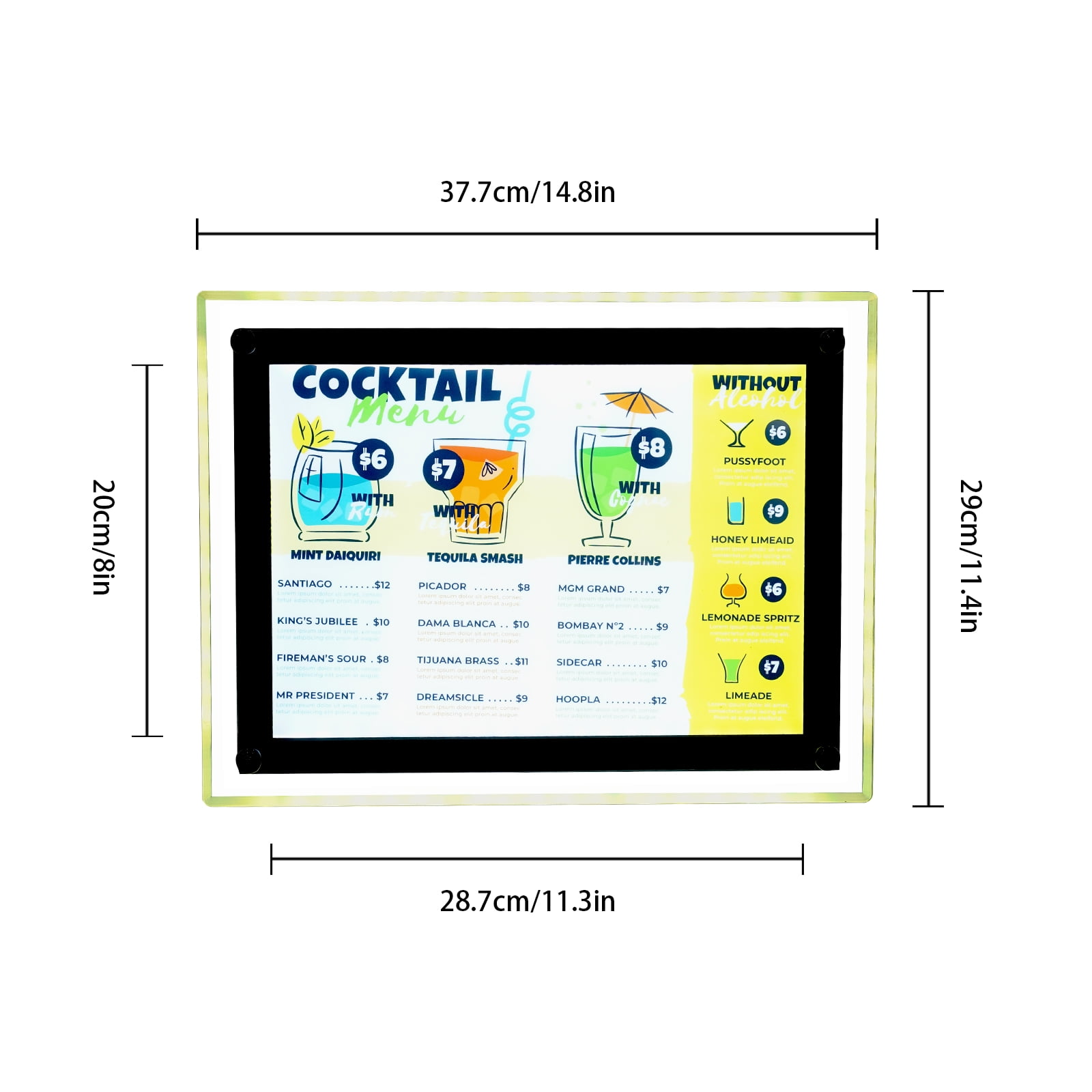 A4 Light Box Display, 11.3*7.87in RGB LED 4-Mode Flash for Cinema & Trade Show
