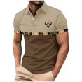 thumbnail image 3 of DDAPJ pyju Golf Shirts for Men Moisture Wicking Short Sleeve Aztec Print Polos Shirt Summer Casual Stylish Collared Tops Coffee L, 3 of 6
