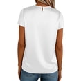 thumbnail image 2 of Cilsoka Women's Satin Blouse Business Casual Outfit Short Sleeve Pleated Tops Crewneck Tshirt Silk Shirt Summer Clothes, 2 of 6