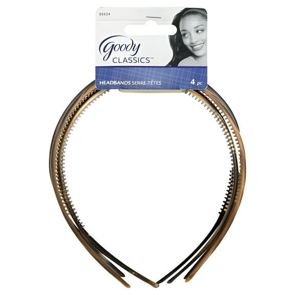 Goody Classics Beauty Skinny Plastic Headbands, 4-count