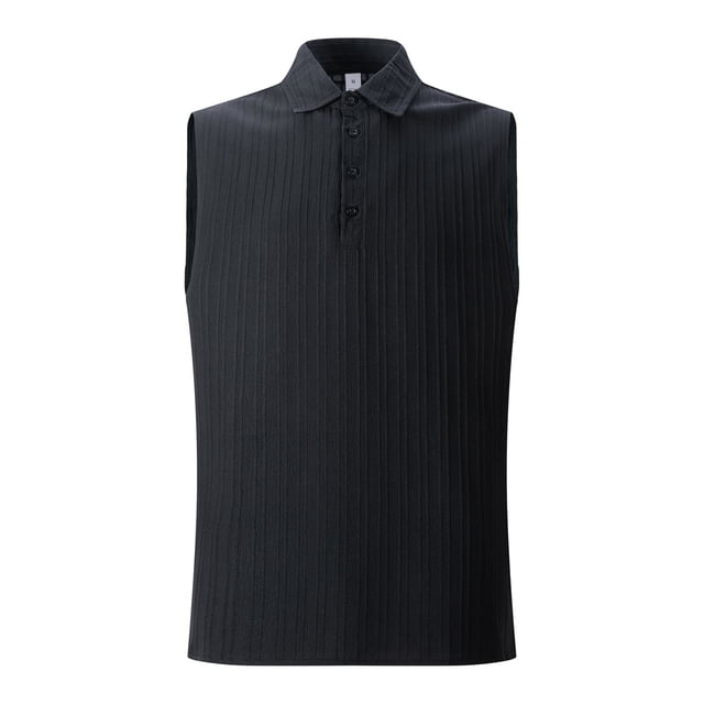Cinvoph Tank Tops for Men Button Lapel Collared Tanks Summer Casual Slim Fit Sleeveless T shirts