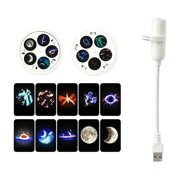 2-in-1 Galaxy Projector Night Light, Portable Starry Sky Night Light Projector for Bedroom with Sliding Projection Films, Mini LED Nightlight Wall Lamp for Adults