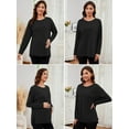 thumbnail image 2 of Ecavus Women's Oversize Maternity Clothes Side Slit Long Sleeves Tops With Pocket Fall Mama Pregnancy Tops Black L, 2 of 7