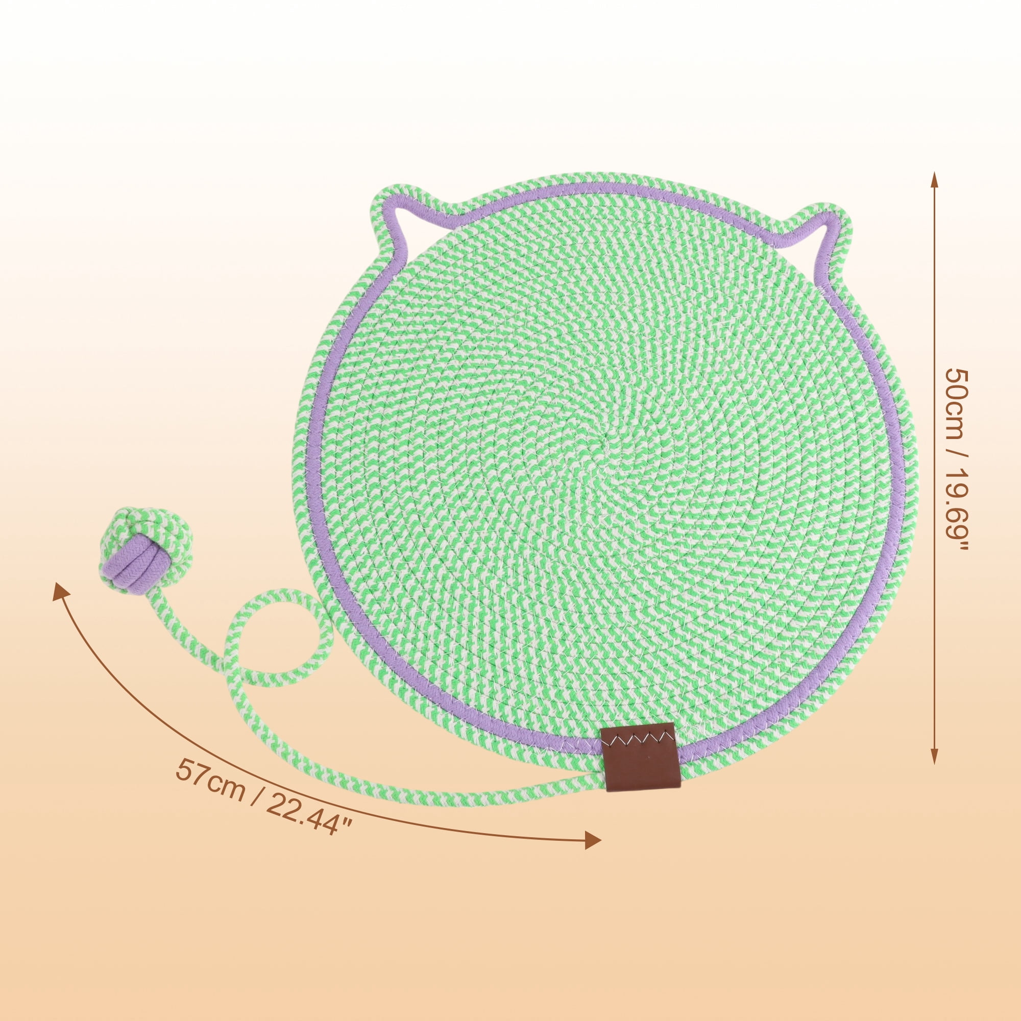 Unique Bargains Cat Scratcher Mat with A Cat Ball Cotton Rope Green [19.69"]