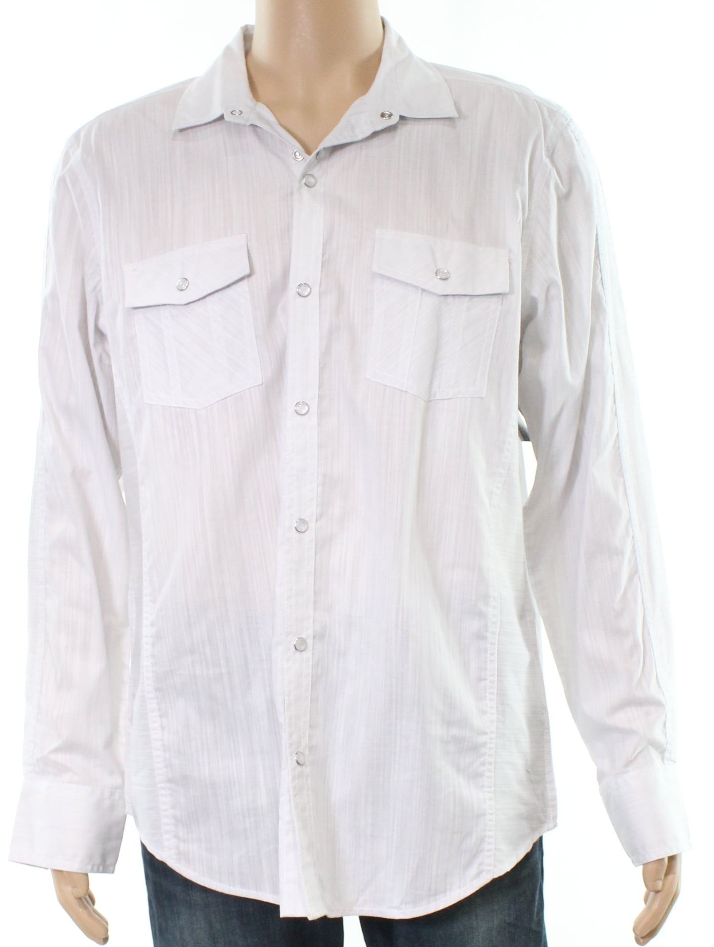 INC - INC Mens Long Sleeve Snap Button Down Dual Pocket Shirt - Walmart