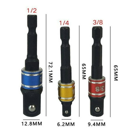 

BAMILL 3pcs Multicolor Safe Socket Bit Adapter Drill Nut Driver Power Extension Bar