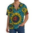 thumbnail image 3 of Vsdgher Sunflowers Print Men's Wrinkle Free Untucked Cuban Shirt Business Casual Button Down Shirts Short Sleeve Shirt, 3 of 7