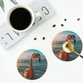 thumbnail image 4 of Pofeuu Swimming Goggled Flamingo Print Coasters for Drinks, 4Pack PU Leather Coasters, Bar Drink Coasters for Tabletop Protection, Furniture from Damage-Round Shape, 4 of 6
