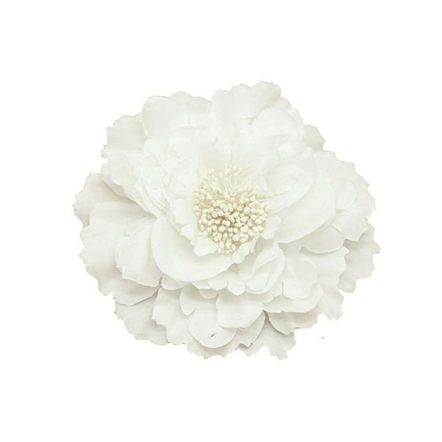 Horquilla para el pelo con flores de peonía de Bohemia para mujer, broche de flores para viajes, fiestas y festivales (blanco)