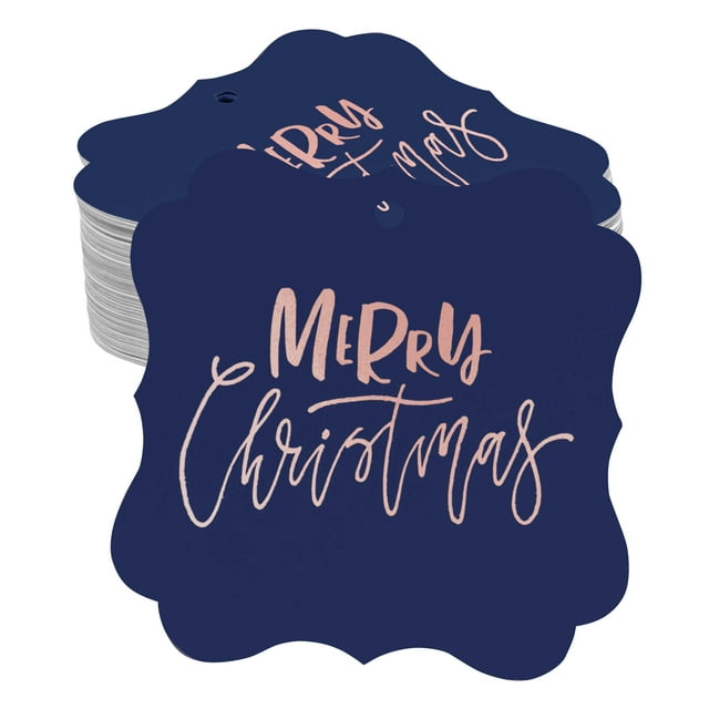 Inkdotpot Pack Of 100 Merry Christmas Paper Tags DIY Craft Bracket Shape Real Rose Gold Foil Hang Tags