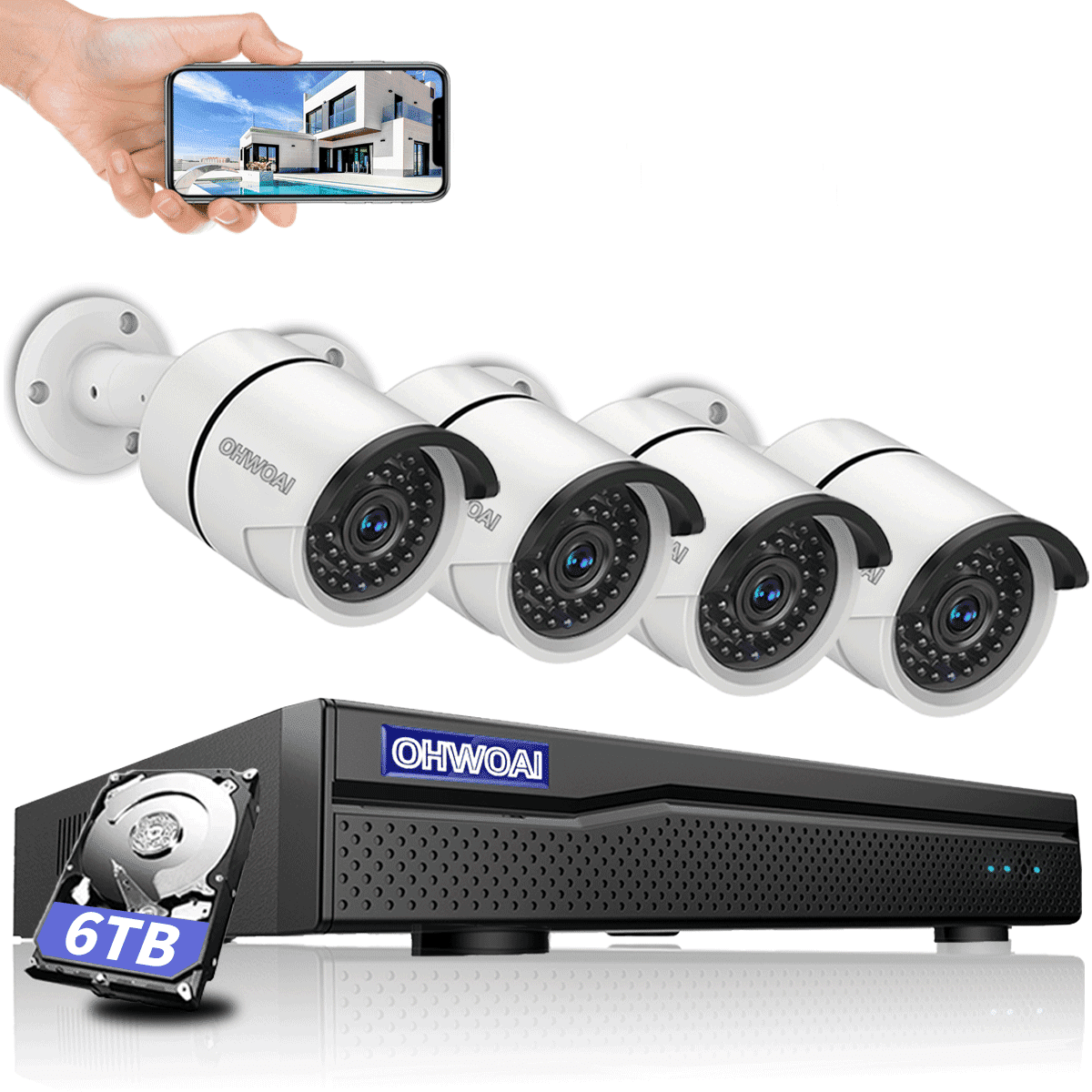 2TB Hard Drive 8CH 5MP H.265+ NVR and 8PCS 2MP Outdoor/Indoor PoE IP Cameras with 78ft Night Vision Customize Motion Detection Anlapus 8 Channel 1080P POE Security Camera System Remote Access 
