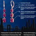 thumbnail image 2 of Gem Stone King 18K Rose Gold Plated Silver Red Created Ruby 3 Stone Dangle Earrings for Women (5.40 Cttw, Gemstone July Birthstone, Oval 8X6MM, 7X5MM and 6X4MM), 2 of 6