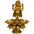 thumbnail image 2 of Exotic India ZCF94 Lord Lotus Lamp (Eleven Wicks) Ganesha Brass Statue, Multicolor, 2 of 2