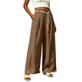 thumbnail image 7 of VBVC Women's High Waisted Wide Leg Pants , Pleated Palazzo Pants For Women , Ladies' Casual Flowy Dress Trousers with Pockets and a Belt,Brown,S-2XL, 7 of 7