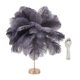 thumbnail image 1 of Lampe de table rechargeable en plumes d'autruche, décoration romantique moderne, lampe de chevet pour chambre à coucher, décoration d'intérieur, grise, 1 of 4