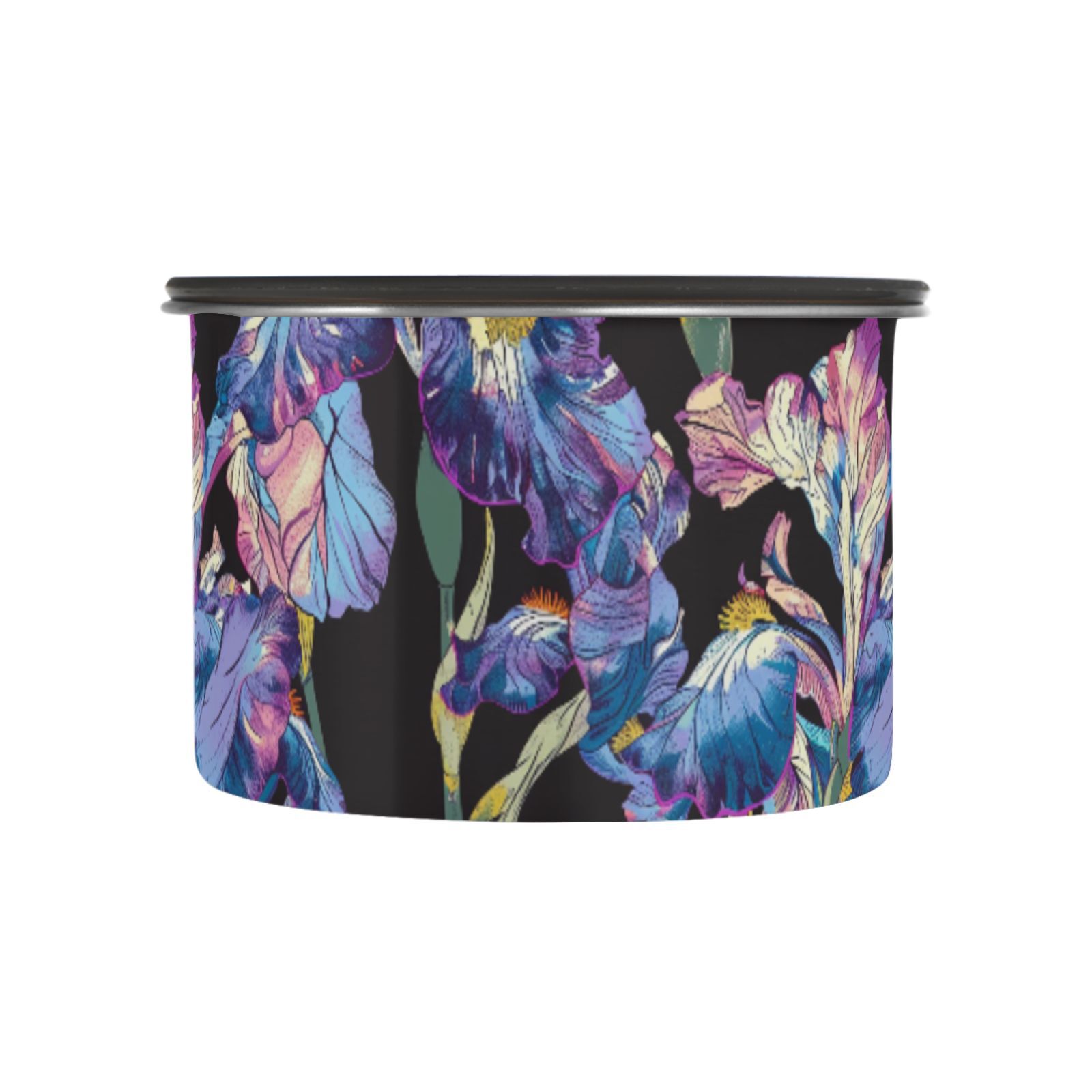 Iris Flower Boho Airtight Coffee Bean Canister 30oz Food Storage Containers with Lids For Gournd, Tea, Sugar, Flour, Rice, Cereal, Candy Cookie Jar
