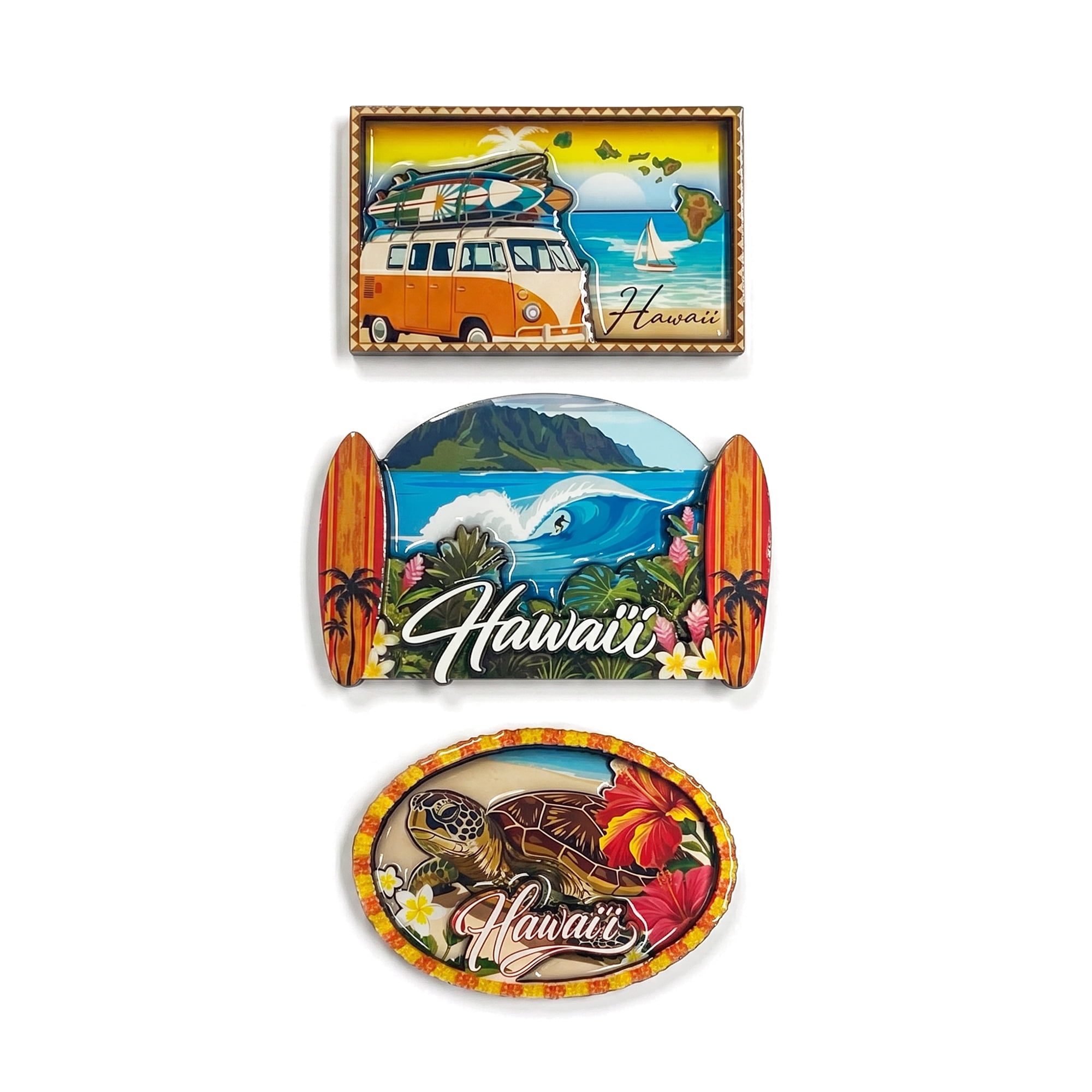 Island Reflections Hawaii Wood Epoxy Magnet Asst (3ct)