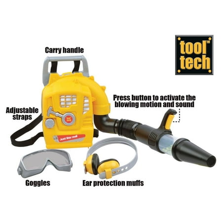 UPC: 0082228651707 | Red Box – Power Backpack Leaf Blower Pretend Play Toy – Pretend Goggles & Ear Protection Included as Well!