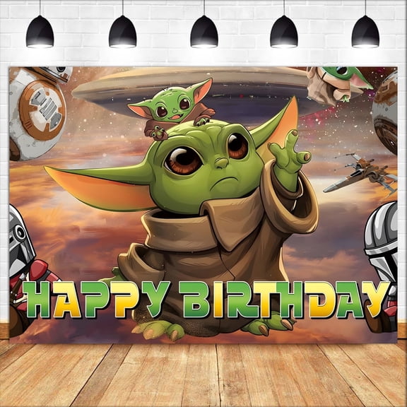 Cartoon Yuda Baby Birthday Backdrop Banner Party Supplies Happy Birthday Party Decorations 35''×30''