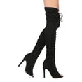 thumbnail image 2 of Women Over The Knee Peep Toe Lace Up Stiletto Boot HF39, 2 of 3