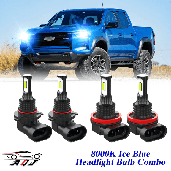 8000K Ice Blue LED Headlight Bulbs Combo Kit For Chevrolet Colorado 2015-2024