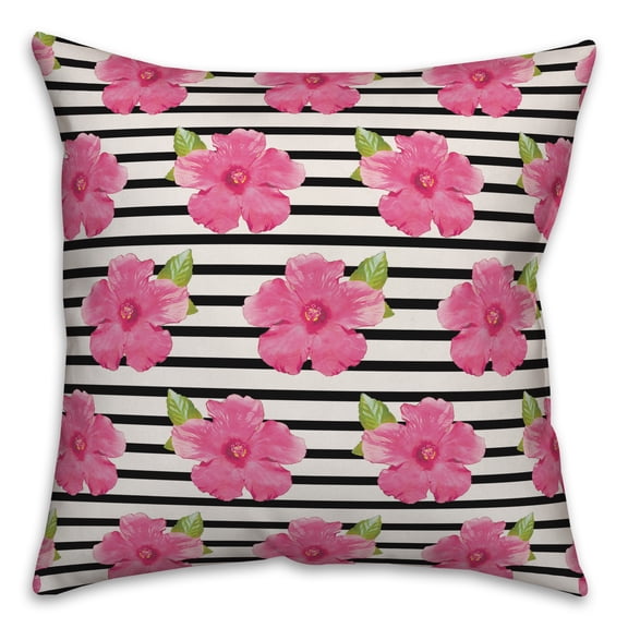 Creative Products Hibiscus Stripes 16x16 Indoor / Outdoor Pillow