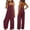 Wine, variant on Zorckvet Summer Dressy Jumpsuits for Women Casual and Fashion Solid Color Cold Shoulder Jumpsuit Suspender Jumpsuits Wide Leg Pant