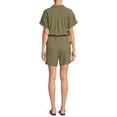 thumbnail image 3 of Beach Lunch Lounge Womens Cuff Sleeve Button Romper with Tie Waist, 3 of 6