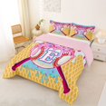 thumbnail image 2 of Erosebridal Ice Cream Baseball Print Queen Comforter Set 3pcs For Kids,Boys Sport Theme Personalized Initial E Bedding Comforter Set,Pink Reversible, 2 of 6