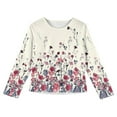 thumbnail image 5 of XADYUY Kids Long Sleeve Shirt Girls 7-8 Crewneck Fall Tee for Girls Pleated Basic Girls Tops Loose Floral Print Girls Blouses,5-6 Years, 5 of 5
