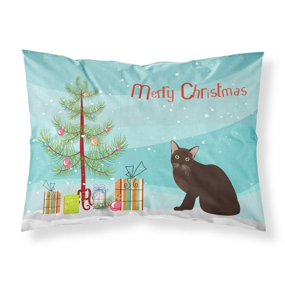 Burmese 1 Cat Merry Christmas Fabric Standard Pillowcase