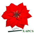 thumbnail image 4 of M2Cbridge Flores Artificiales De Navidad De Terciopelo Rojo Poinsettia Floral Picks Para Adornos De Árbol De Corona De Navidad (6 Piezas De Flor Doble Roja), 4 of 5