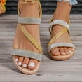 thumbnail image 4 of Dress Sandals for Women, Xunlbb Summer New Plus Size Casual Diamond Women's Elastic Beach Wedge Sandals(Gold,Size:40), 4 of 8