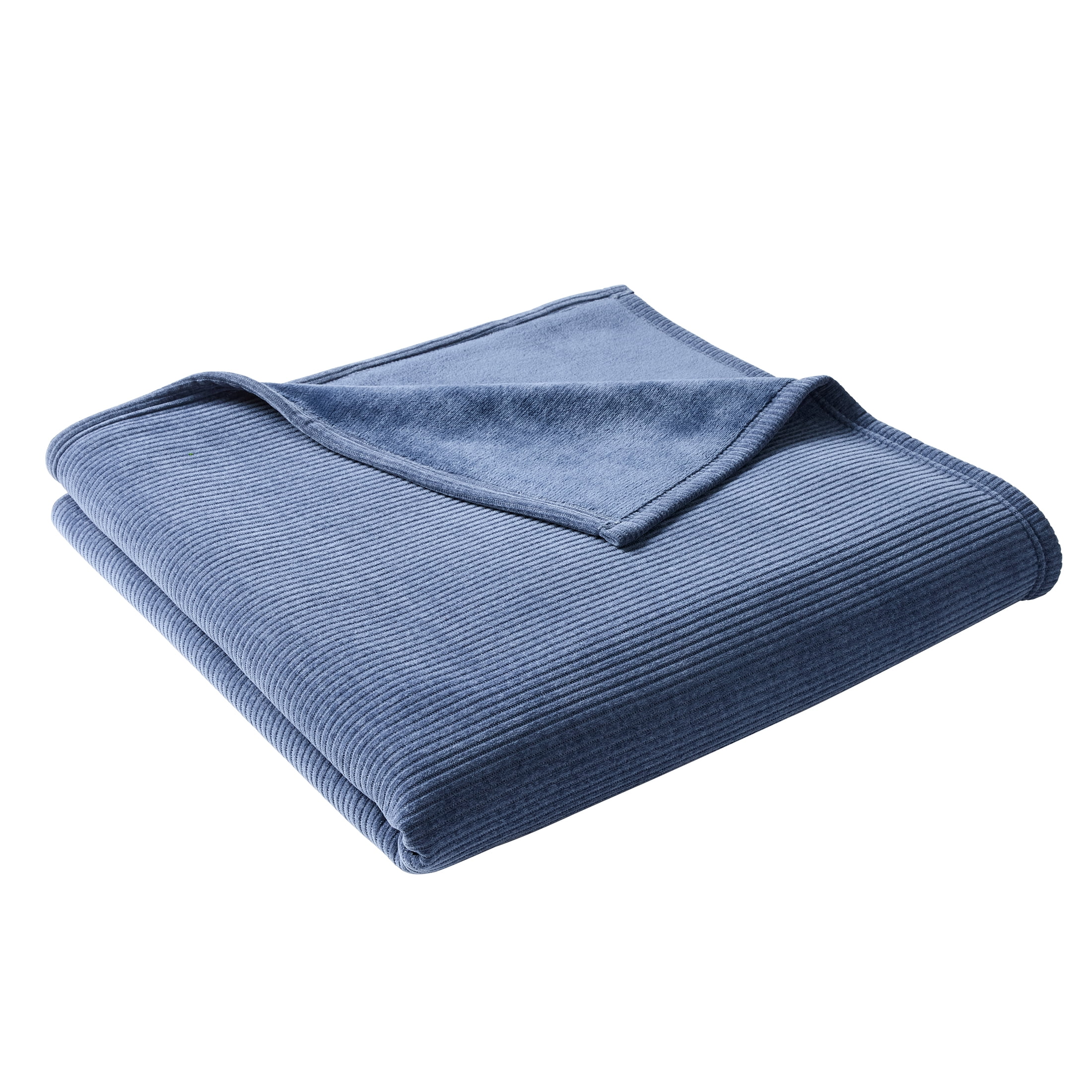 Better Homes & Gardens Reversible Chenille-to-Plush Bed Blanket, Indigo, King Size, 108 x 92 in