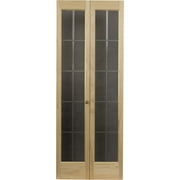 AWC Model 537 Pioneer Full Glass Bifold Door fits 30"w x 80"h Unfinished Pine