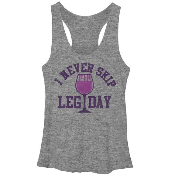 Women's CHIN UP I Never Skip Leg Day  Racerback Tank Top Gray Heather X Large