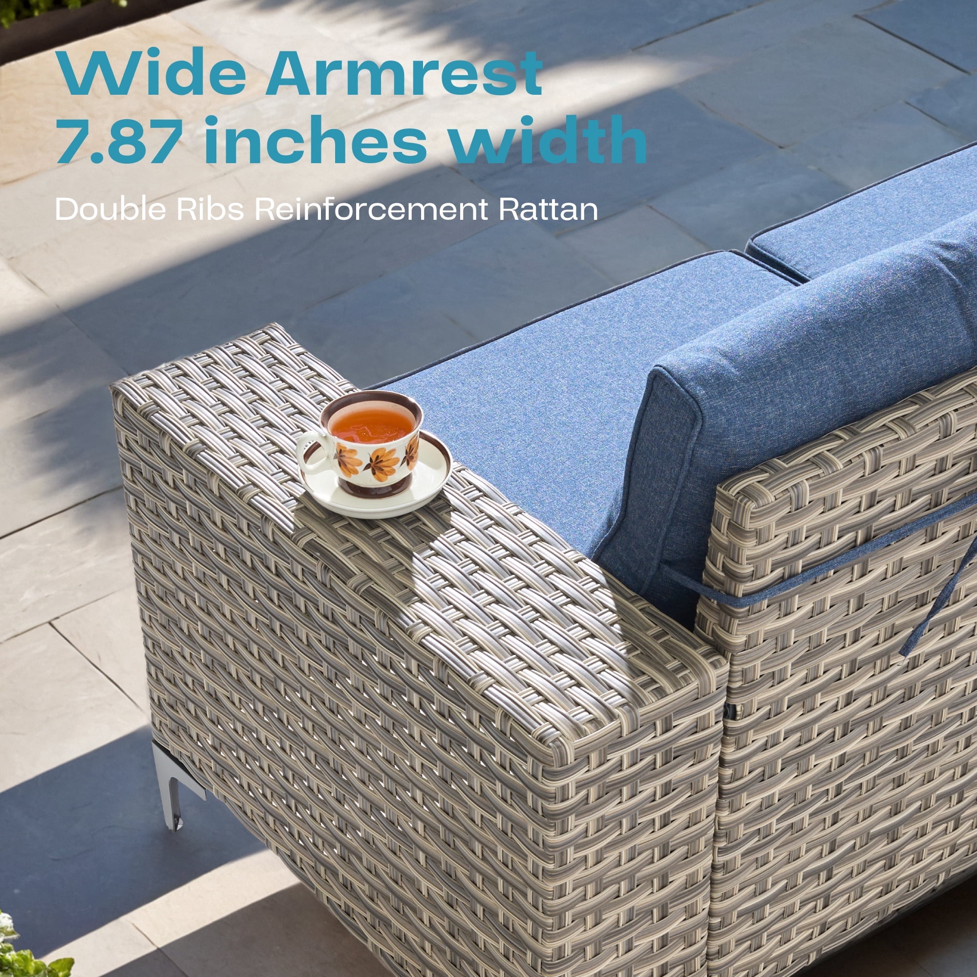 Ovios 4 Pieces Wicker Patio Furniture Sets Outdoor Conversation Sectional Sofa for Backyard Deck
