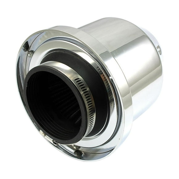 3 "76 mm Filtro de aire de protección térmica de alto flujo Cono redondo de admisión fría Accesorios para automóviles universales Cumplen con los Plata Macarena Escudo térmico de alto flujo