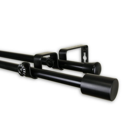 Rod Desyne Nora 5 by 8" Double Curtain Rod Extends - Black