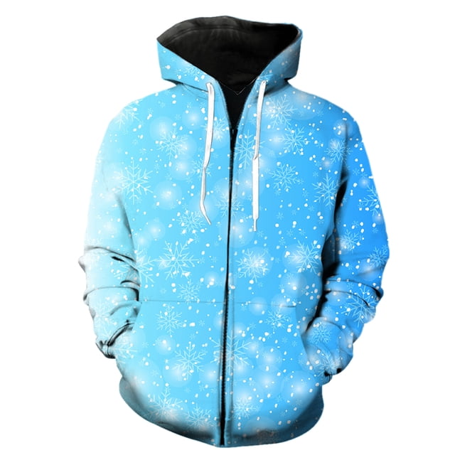 Sudadera con capucha y cremallera para hombre, con estampado de copos de nieve de invierno, chaquetas con capucha, estampado 3D, estilo hip hop, primavera, talla grande, gran oferta 2024