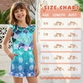 thumbnail image 6 of ZIATUBLE4S Mermaid Scale Print Girls Summer Casual Playsuit Flutter Sleeves Short Jumpsuit Button Round Neck Kids Romper Elastic Waist Relaxed Fit Comfort Outfit with Pockets for 5-6 Y, 6 of 6