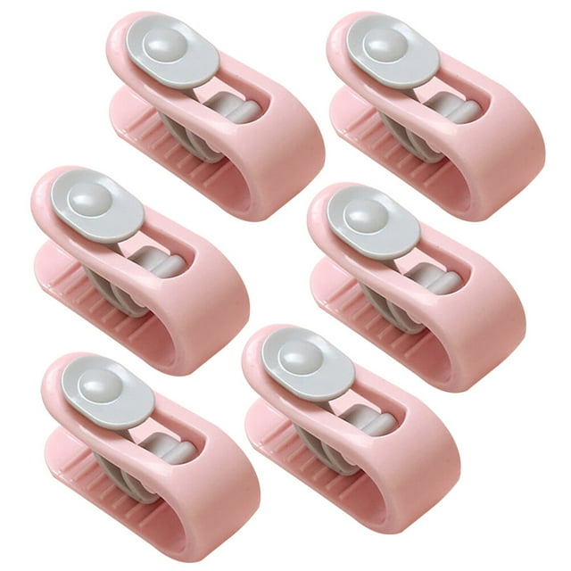 Miangastore 1 Set 6pcs Quilt Holder Non Slip Bed Sheet Clips in pink, made of durable plastic with anti-slip stripe design. Each clip measures approximately 5.5x2.5x1.5 cm and is lightweight and compact. Ideal for securing quilts, bed sheets, mattress pads, quilt cover buckles, tablecloths, ironing board covers, and slipcovers without damaging fabric.
