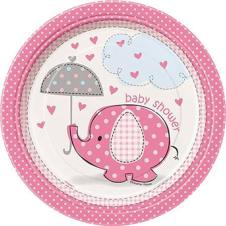 Pink Elephant Baby Shower Paper Dessert Plates, 7in, (Best Baby Shower Desserts)