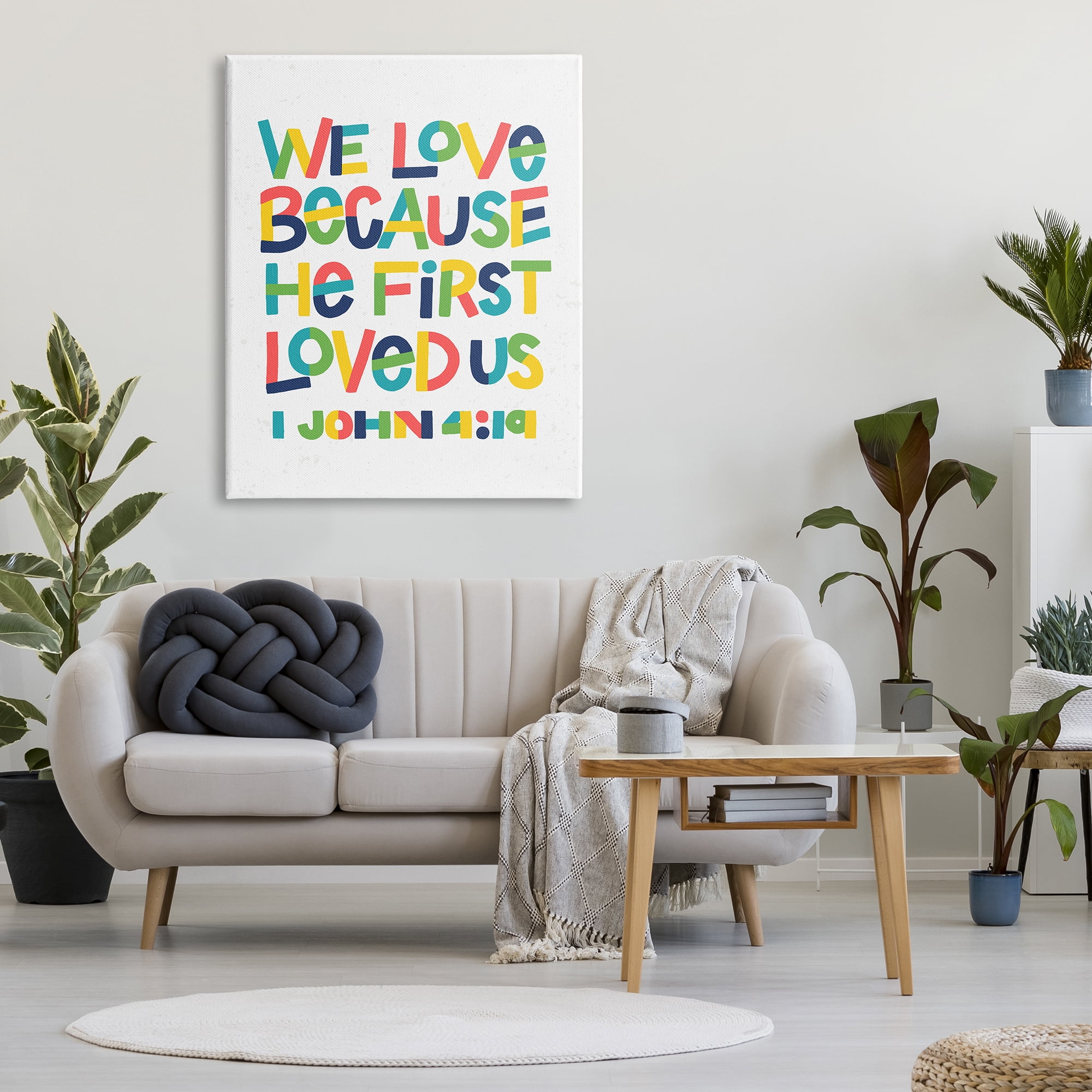 Stupell Industries Love Because First Loved Us John 4:19 Proverb, 36 x 48, Design by Raye Allison Creations
